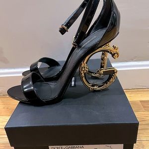 DOLCE&GABBANA Sculpted-Heel Patent Leather Sandals